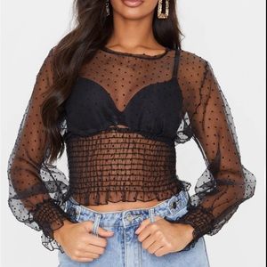 PLT Mesh Polka Dot Top